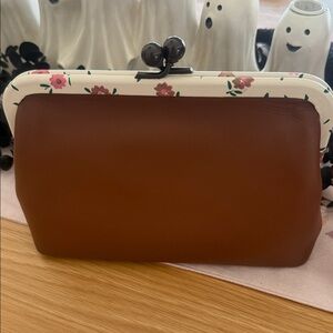 Coach Brown and White Floral Clutch